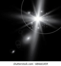 Glowing lights effect, flare, explosion and stars. Special effect isolated on transparent background
