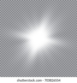 Glowing lights effect, flare, explosion and stars. Special effect isolated on transparent background