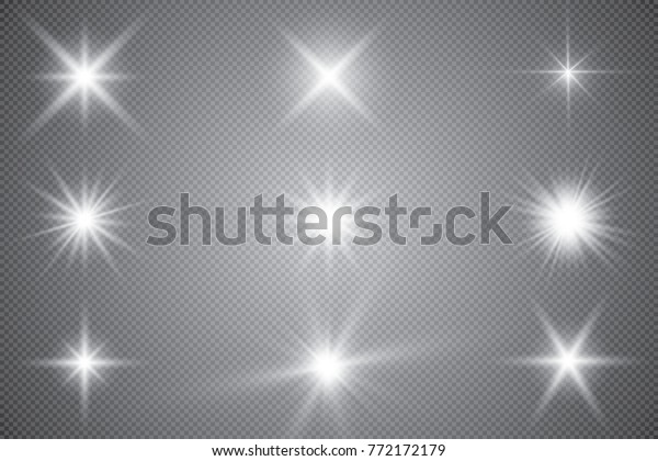 Glowing lights effect, flare,\
explosion and stars. Special effect isolated on transparent\
background