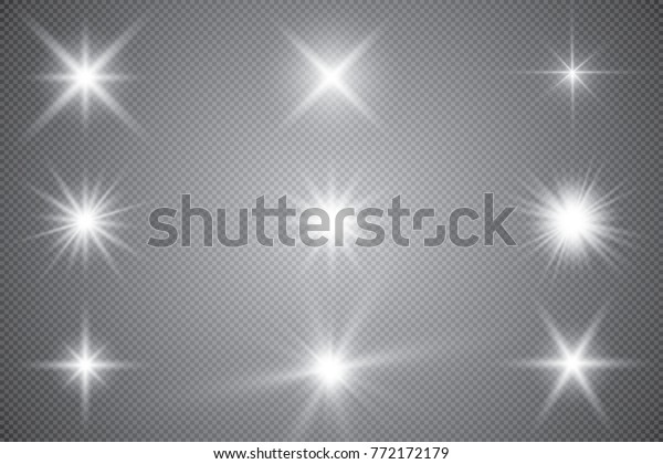 Glowing lights effect, flare,
explosion and stars. Special effect isolated on transparent
background