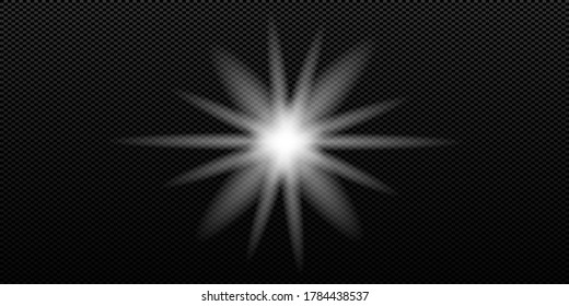 Glowing lights effect, flash, burst and stars. Special effect isolated on transparent background