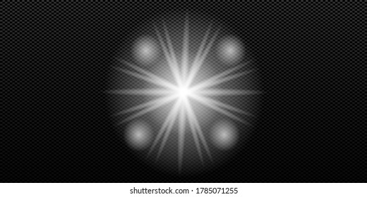 Glowing lights effect, flash, burst and stars. Special effect isolated on transparent background
