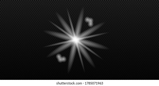 Efecto de luces brillantes, flash, ráfaga y estrellas. Efecto especial aislado sobre fondo transparente
