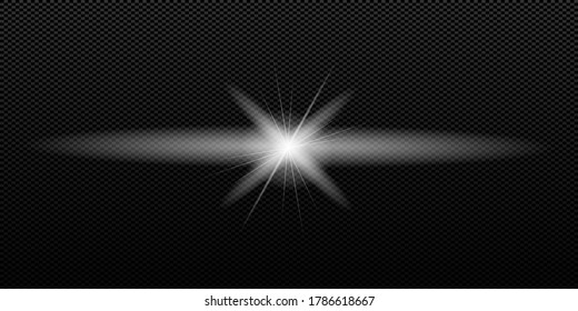 Glowing lights effect, flash, burst and stars. Special effect isolated on transparent background