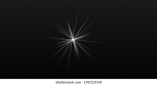 Glowing lights effect, flash, burst and stars. Special effect isolated on transparent background