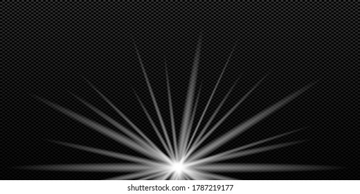 Glowing lights effect, flash, burst and stars. Special effect isolated on transparent background