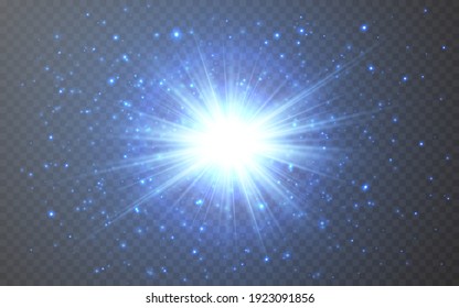 Glowing lights effect on transparent bakground. Abstract flare light rays. Vector illustration.