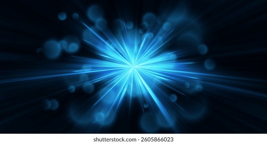 Glowing lights effect on transparent bakground. Abstract flare light rays. Vector illustration.