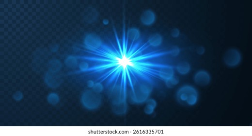 Glowing lights effect on transparent bakground. Abstract flare light rays. Vector illustration.