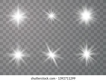 Glowing lights effect. Star burst with sparkles. Special effect isolated on transparent background. Vector illustration eps10.