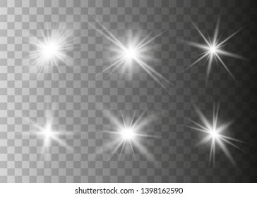 Glowing lights effect. Star burst with sparkles. Special effect isolated on transparent background. Vector illustration eps10.