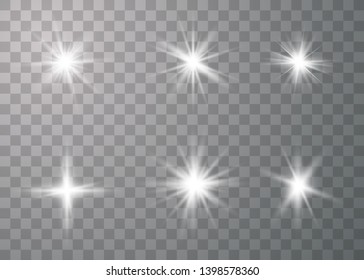 Glowing lights effect. Star burst with sparkles. Special effect isolated on transparent background. Vector illustration eps10.