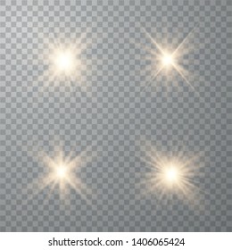 Glowing lights effect. Star burst with sparkles. Special effect isolated on transparent background. Vector illustration eps10.