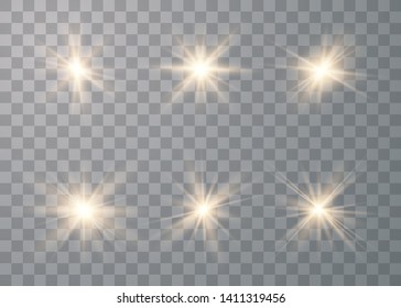 Glowing lights effect. Star burst with sparkles. Special effect isolated on transparent background. Vector illustration eps10. 