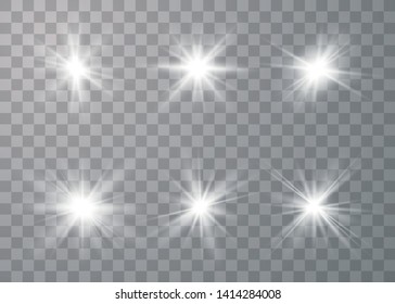 Glowing lights effect. Star burst with sparkles. Special effect isolated on transparent background. Vector illustration eps10. 
