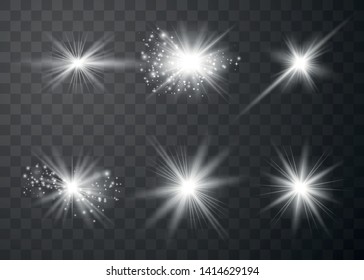 Glowing lights effect. Star burst. Special effect isolated on transparent background. Vector illustration eps10. 