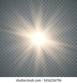 Glowing lights effect. Star burst with sparkles. Special effect isolated on transparent background. Vector illustration eps10.