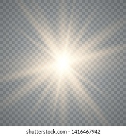 Glowing lights effect. Star burst with sparkles. Special effect isolated on transparent background. Vector illustration eps10.