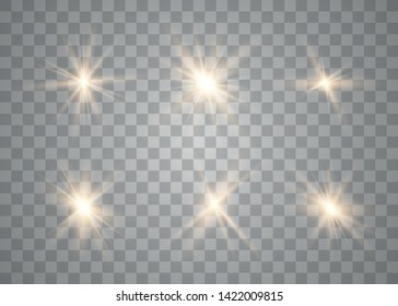 Glowing lights effect. Star burst with sparkles. Special effect isolated on transparent background. Vector illustration eps10. 