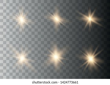 Glowing lights effect. Star burst with sparkles. Special effect isolated on transparent background. Vector illustration eps10. 