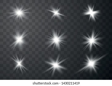 Glowing lights effect. Star burst with sparkles. Special effect isolated on transparent background. Vector illustration eps10.