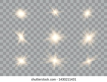 Glowing lights effect. Star burst with sparkles. Special effect isolated on transparent background. Vector illustration eps10.