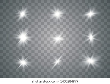 Glowing lights effect. Star burst with sparkles. Special effect isolated on transparent background. Vector illustration eps10.