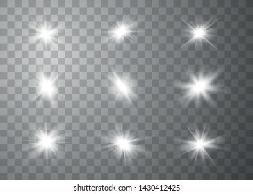 Glowing lights effect. Star burst with sparkles. Special effect isolated on transparent background. Vector illustration eps10.