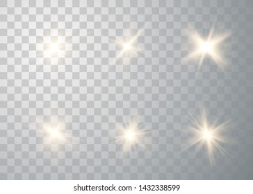 Glowing lights effect. Star burst with sparkles. Special effect isolated on transparent background. Vector illustration eps10.