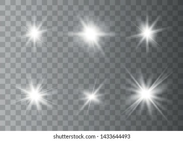 Glowing lights effect. Star burst with sparkles. Special effect isolated on transparent background. Vector illustration eps10.