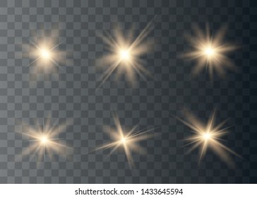 Glowing lights effect. Star burst with sparkles. Special effect isolated on transparent background. Vector illustration eps10.