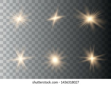 Glowing lights effect. Star burst with sparkles. Special effect isolated on transparent background. Vector illustration eps10.
