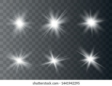Glowing lights effect. Star burst with sparkles. Special effect isolated on transparent background. Vector illustration eps10.