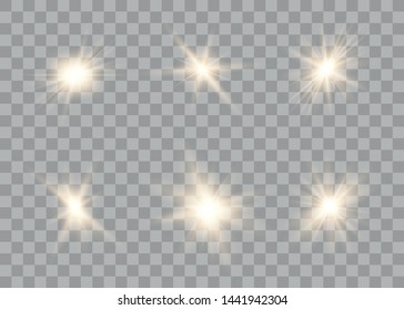 Glowing lights effect. Star burst with sparkles. Special effect isolated on transparent background. Vector illustration eps10.