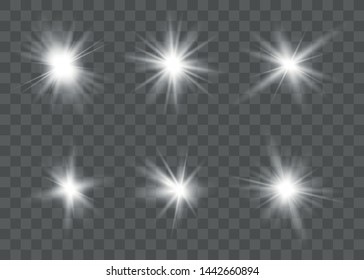 Glowing lights effect. Star burst with sparkles. Special effect isolated on transparent background. Vector illustration eps10.