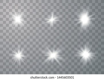 Glowing lights effect. Star burst with sparkles. Special effect isolated on transparent background. Vector illustration eps10.