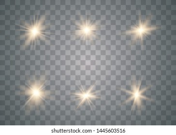 Glowing lights effect. Star burst with sparkles. Special effect isolated on transparent background. Vector illustration eps10.