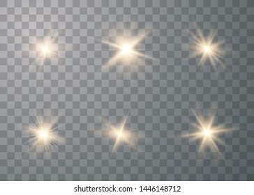 Glowing lights effect. Star burst with sparkles. Special effect isolated on transparent background. Vector illustration eps10.