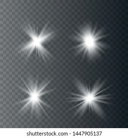 Glowing lights effect. Star burst with sparkles. Special effect isolated on transparent background. Vector illustration eps10.
