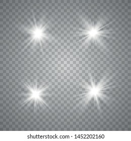 Glowing lights effect. Star burst with sparkles. Special effect isolated on transparent background. Vector illustration eps10.