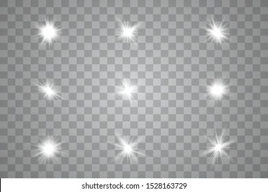 Glowing lights effect. Star burst with sparkles. Special effect isolated on transparent background. Vector illustration eps10.