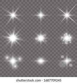 Glowing lights effect. Star burst with sparkles. Special effect isolated on transparent background. Vector illustration eps10.