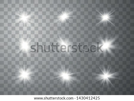 Glowing lights effect. Star burst with sparkles. Special effect isolated on transparent background. Vector illustration eps10.