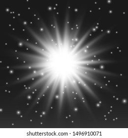 glowing lights effects isolated on black background. Sun flash with rays and spotlight. Glow light effect. Star burst with sparkles.