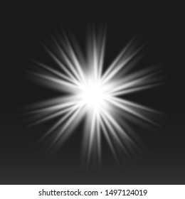 glowing lights effects isolated on black background. Sun flash with rays and spotlight. Glow light effect. Star burst with sparkles.