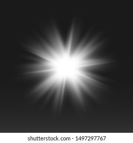 glowing lights effects isolated on black background. Sun flash with rays and spotlight. Glow light effect. Star burst with sparkles.