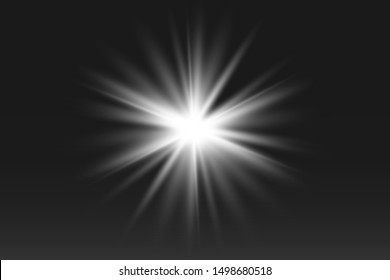 glowing lights effects isolated on black background. Sun flash with rays and spotlight. Glow light effect. Star burst with sparkles.