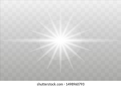 glowing lights effects isolated on gray background. Sun flash with rays and spotlight. Glow light effect. Star burst with sparkles.
