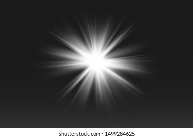 glowing lights effects isolated on black background. Sun flash with rays and spotlight. Glow light effect. Star burst with sparkles.