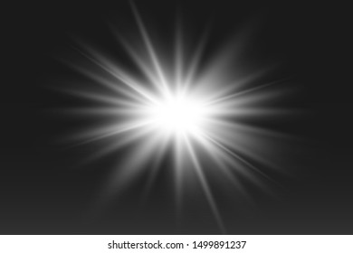 glowing lights effects isolated on black background. Sun flash with rays and spotlight. Glow light effect. Star burst with sparkles.